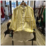 2016夏季新款韩版MAYMKON蕾丝口袋七分袖棉布衬衫J860695款