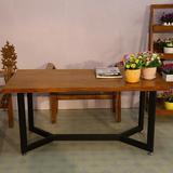 美式复古餐桌椅组合 铁艺办公桌 实木会议桌 电脑桌饭桌咖啡桌子