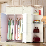 兆生简易衣柜简约现代实木纹组装树脂成人衣橱组合塑料折叠收纳柜