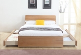 纯实木床简约现代卯榫拼接双人床MUJI原木色橡木床经济型家具包邮