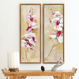 现代简约纯手绘长条竖版蝴蝶兰花装饰油画客厅抽象花卉无框画挂画