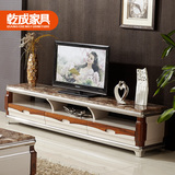 乾成家具  现代简约不锈钢大理石电视柜 实木抽屉客厅地柜