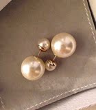 香港正品代购迪奥Dior 白色大小珍珠两用 耳钉/耳环经典圆珠款