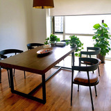 美式实木餐桌长方形办公桌会议长桌电脑桌工作台酒吧咖啡厅餐桌椅