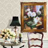 手绘油画餐厅客厅卧室有框装饰挂画欧式美画正品古典牡丹花卉壁画