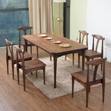 环保全实木餐桌椅现代简约胡桃色桌椅组合北欧日式风格客厅家具