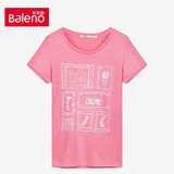 Baleno/班尼路女装 甜美印花学院风短袖T恤 时尚休闲纯棉圆领体恤
