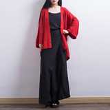 原创设计日式文艺棉麻宽松和风开衫中长款和服外套女2016春装新款