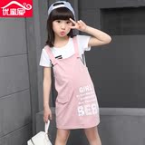 2016夏季韩版女童T恤休闲背带裙套装夏款儿童短袖上衣女孩吊带裙