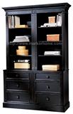 特价乡居岁月书柜 环保上下组合实木书柜黑色实木书柜 定做书柜