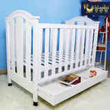 艾伦贝 婴儿床实木欧式环保儿童床bb床多功能白色出口宝宝木床