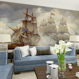 怀旧古代帆船大型壁画复古客厅沙发卧室书房咖啡馆电视背景墙壁纸