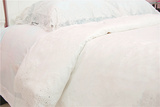 新款白色婚庆欧式韩式蕾丝提花花边镶钻四件套床单床罩外贸原单！