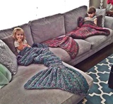 蔡依林同款美人鱼尾巴毯子 手工编织毛线针织毛毯 成人儿童盖毯
