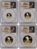 2015年美国 鹰洋 精制金币四枚 PCGS PR70 FS初铸评级币 签字标签