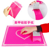 美甲工具硅胶桌垫手枕日本同款粉色黑色波点蕾丝可水洗 美甲手枕