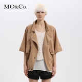 MO&Co. 春季款翻领中袖口袋女装上衣 欧美时尚工装风宽松外套moco