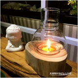 新中式泰式木头蜡烛台 客厅玄关餐桌茶席瑜伽馆装饰风灯复古摆件