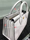 法国代购奢侈品Prada2016秋冬新款十字纹白色风琴女士手提包