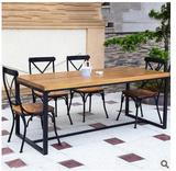 铁艺欧式桌椅复古实木家具批发组装铁艺餐桌椅组合饭桌酒店咖啡桌