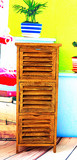 欧式实木床头柜 小窄柜子 百叶门收纳储物柜宜家斗柜做旧棕色角柜
