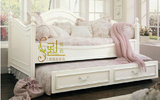 极致家具 可折叠储物两用多功能定制1.1组装美式乡村推拉木沙发床