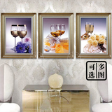 餐厅装饰画 饭厅餐馆酒店有框墙画 现代简约欧式挂画二三联红酒杯