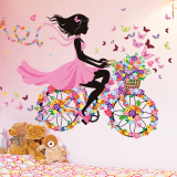 可移除墙贴纸贴画卧室房间床头温馨墙壁自粘装饰创意个性女孩单车