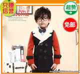 童装男童外套14新款冬季加厚款潮时尚韩版加绒呢子中长款上衣包邮