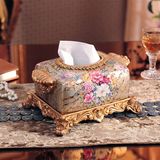 欧式纸巾盒高档复古树脂奢华抽纸盒客厅餐桌创意摆件设家居装饰品