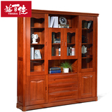 益百佳 海棠木四门书柜1.96米 现代中式 全实木书柜 书橱 储物柜