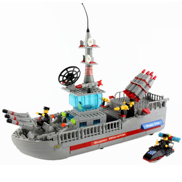 军事舰艇益智儿童玩具塑料积木乐高式拼插拼装万格正品军舰模型船