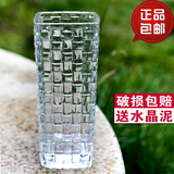 水培富贵竹水晶玻璃花瓶透明大号加厚简约方口方形百合插花小花瓶