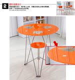 特价餐桌椅组合 咖啡台洽谈桌子凳子 钢化玻璃圆形小茶几休闲椅子