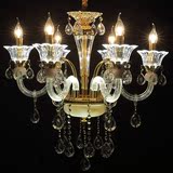 欧式玉石水晶吊灯客厅灯饰创意LED布艺餐厅灯锌合金卧室蜡烛灯具