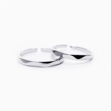 韩版时尚925纯银戒指开口仿真钻石情侣对戒新娘假婚戒结婚一对