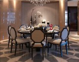 新中式餐桌椅组合8人现代简约圆桌酒店酒楼饭店会所餐厅家具定制