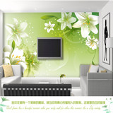 壁纸墙纸电视背景墙纸壁纸无纺布无缝床头客厅沙发创意壁画绿百合
