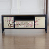 慕妃高端定制家具美式新古典手绘欧式法式客厅实木电视柜GC31
