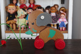 古董娃娃 木质大象拉车 日本制 拍摄道具