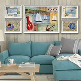 现代简约地中海风格客厅装饰画餐厅有框画单幅组合画壁画挂画包邮