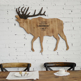 创意美式麋鹿木板画壁饰客厅服装店墙面装饰品家居玄关办公室挂饰