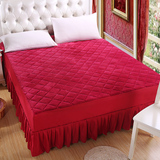 纯色法莱绒夹棉加厚床裙保暖单件床罩床垫保护套珊瑚法兰绒1.8米