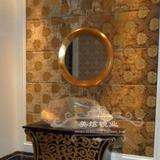 欧式浴室镜 壁挂式KTV酒店玄关壁炉装饰镜框金色洗手台卫生间镜子