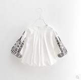 童装夏装2015新款中大童荷叶边娃娃衫韩版儿童白衬衣女童短袖衬衫