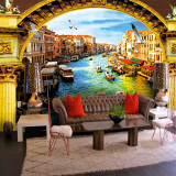 无缝欧洲风景壁画 客厅电视沙发背景墙纸 北欧宜家壁纸 延伸空间