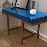 新品dnz简约创意办公桌实木腿写字台烤漆书桌带抽屉办公电脑桌