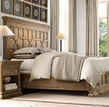 美式仿古做旧铆钉床法式卧室艺术实木床欧式双人床橡木婚床可订制