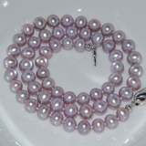 7-8mm极强光正圆极微瑕金粉色紫色天然淡水珍珠项链送妈妈送女友