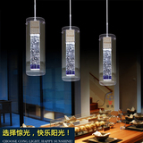 LED水晶柱餐厅吧台吊灯创意3头k9 现代简约灯饰汽泡柱灯玻璃灯罩